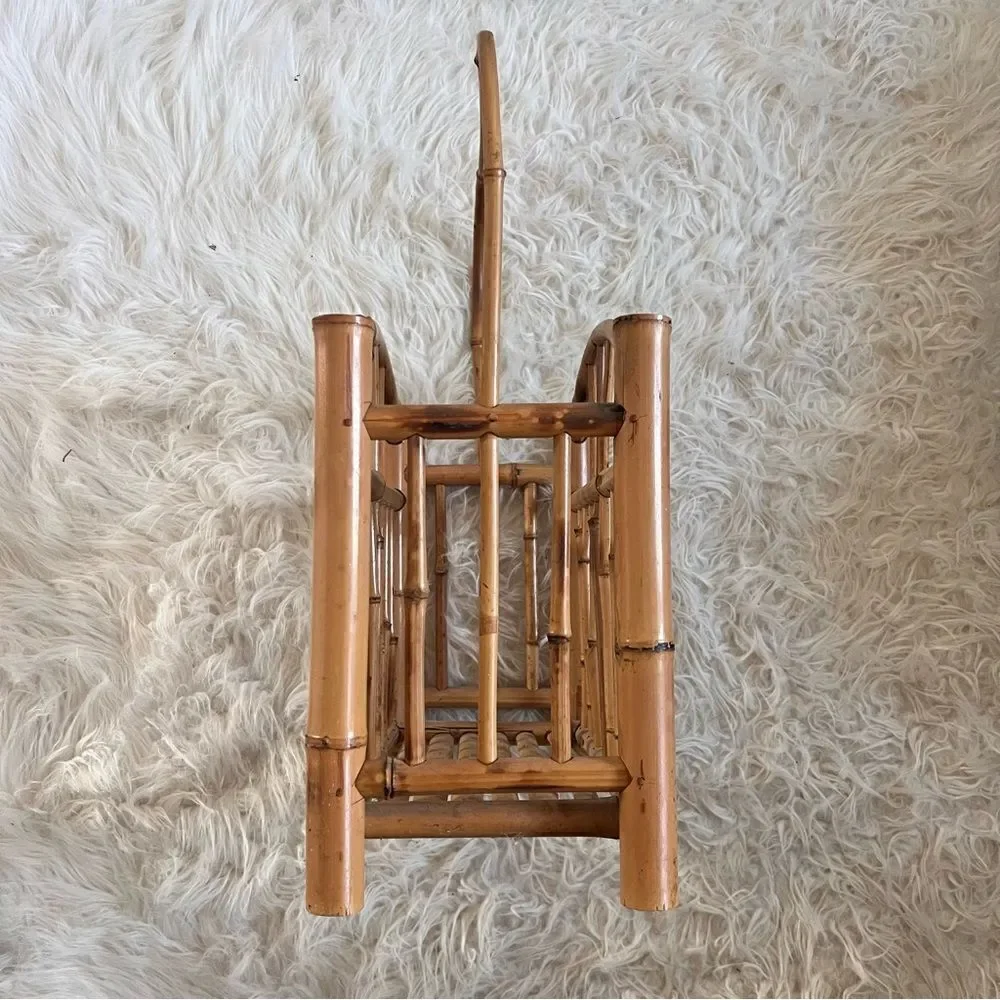 Vintage 1930 English Tortoiseshell Bohemian Rattan Bamboo Magazine/Record Rack